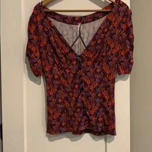 Free People Stretchy jersey button down blouse
